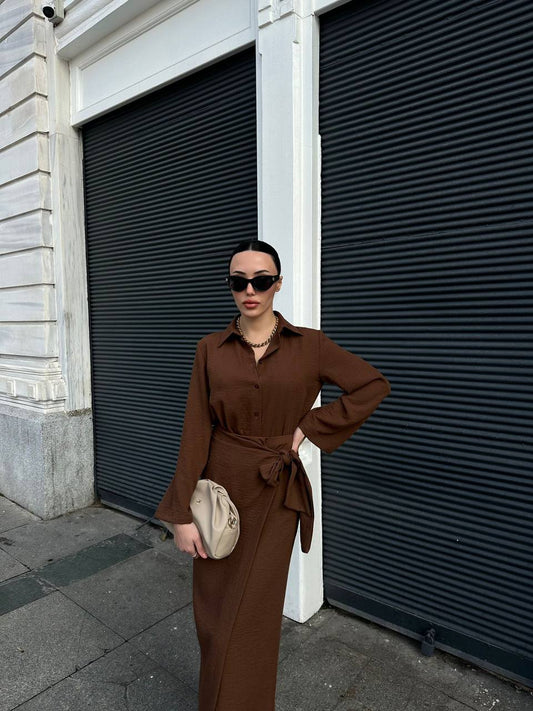Ensemble jupe asymétrique - Marron