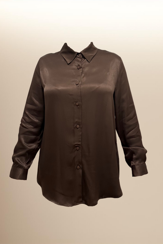 Chemise satinée - Marron