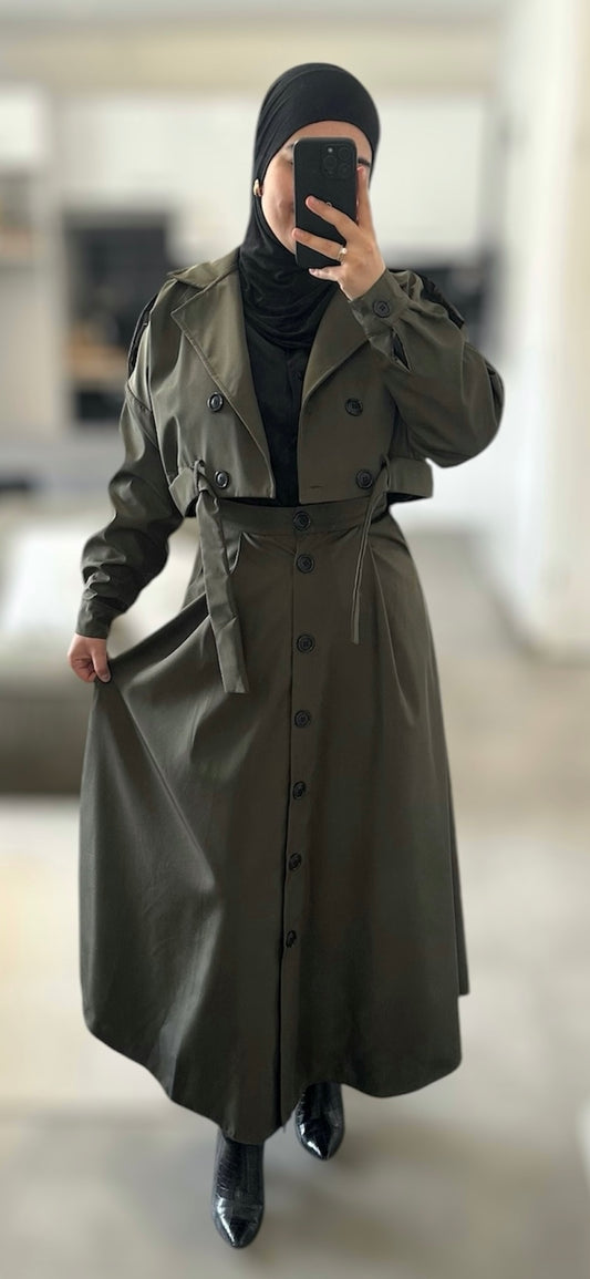 Ensemble trench-jupe - Kaki