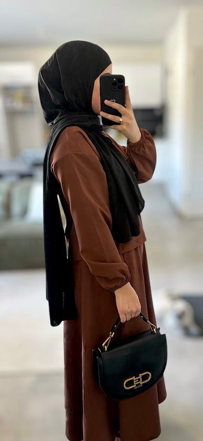 Ensemble chemise courte avec jupe - Marron