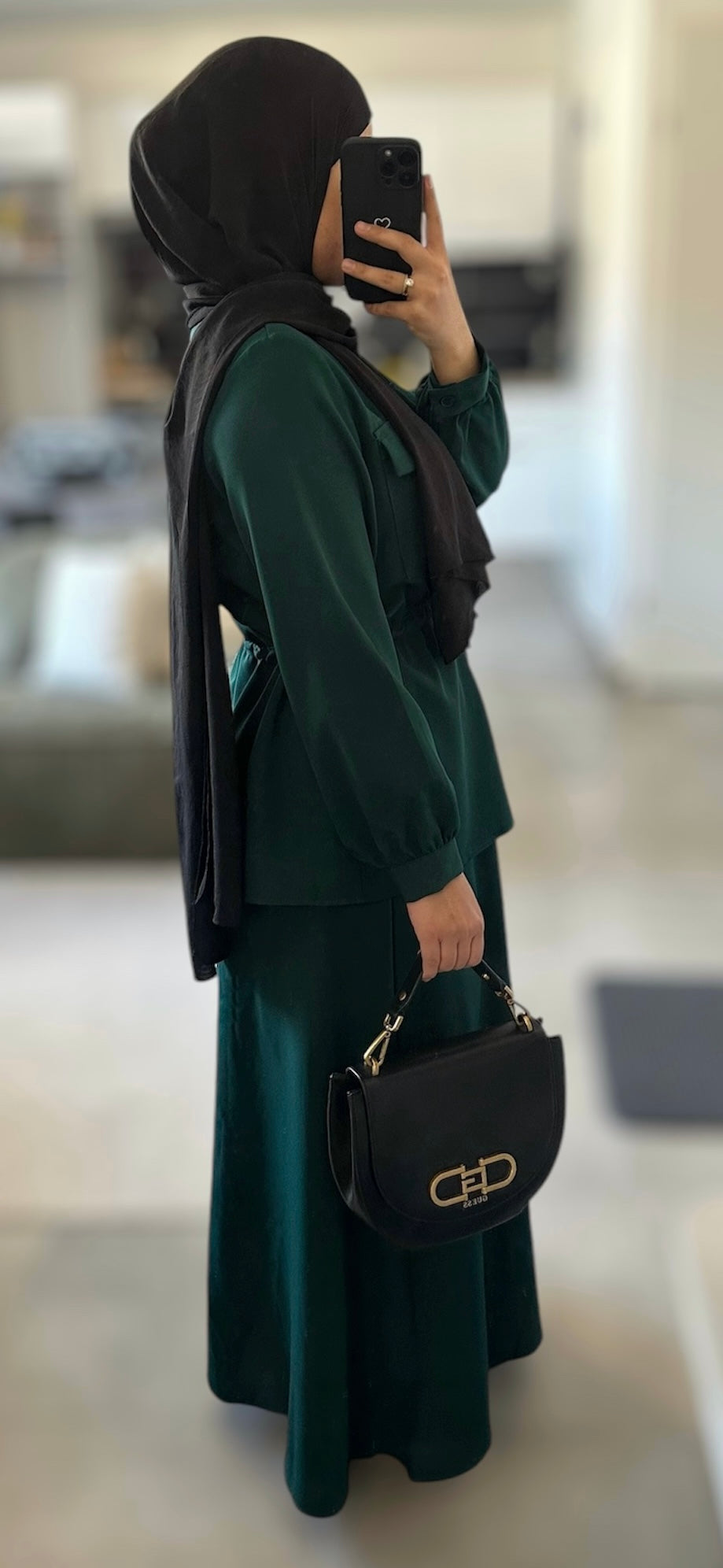 Ensemble chemise cintrée avec jupe - Vert émeraude