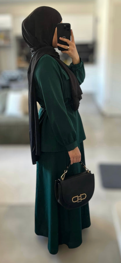 Ensemble chemise cintrée avec jupe - Vert émeraude