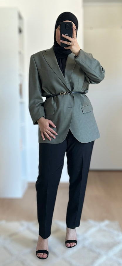 Pantalon regular avec élastique à la taille - Noir