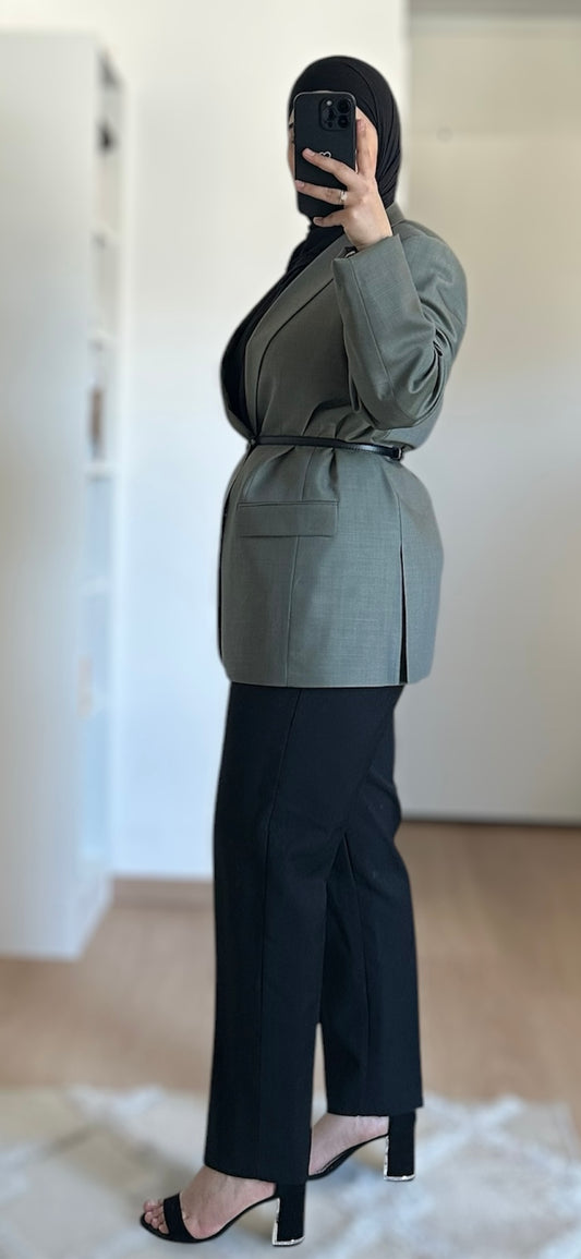 Pantalon regular avec élastique à la taille - Noir